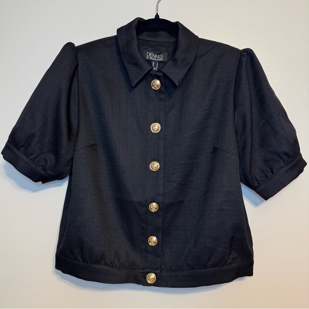 Dennis Basso Textured Short Sleeve Button Front Jacket Size Small New Condition